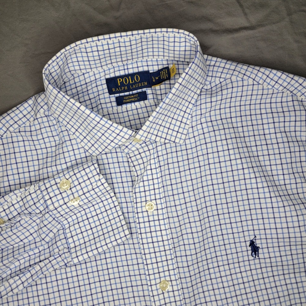 Polo Ralph Lauren Purepress Shirt Men's Medium Plaid Long Sleeve Button Up